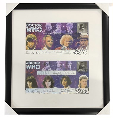 Lot 36 - A pair of framed and glazed autographed Dr Who...