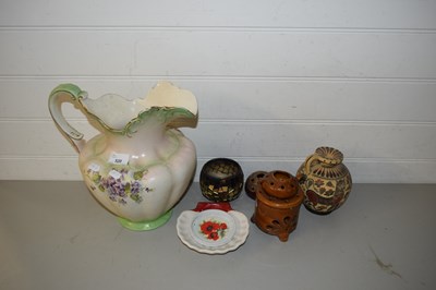 Lot 520 - MIXED LOT: LARGE VIOLET DECORATED WASH JUG AND...