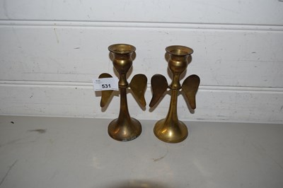 Lot 531 - PAIR OF BRASS CANDLESTICKS