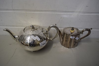 Lot 544 - TWO VICTORIAN SILVER PLATED TEA POTS