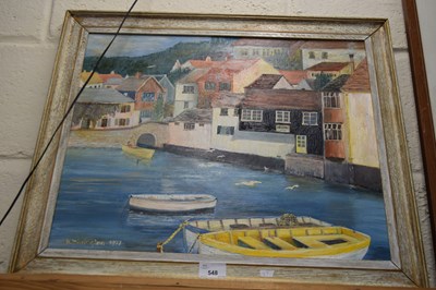 Lot 548 - K WARRINGTON, STUDY OF A HARBOUR SCENE, OIL ON...