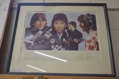 Lot 555 - COLOURED PRINT OF GEORGE HARRISON, F/G