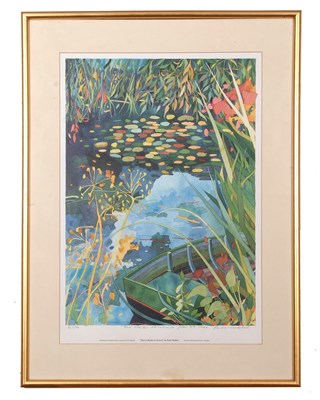Lot 171 - Peter Welton "Boat in Reeds at Gilverny",...