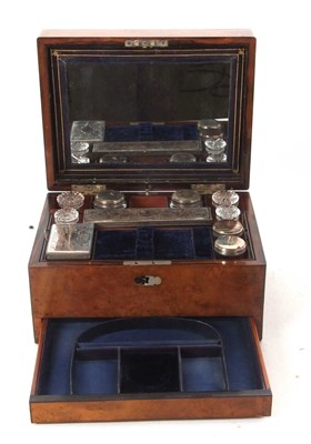 Lot 202 - A 19th Century walnut vanity box, ebony banded...