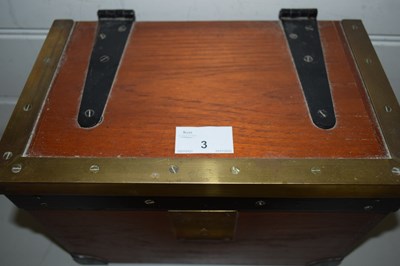 Lot 3 - SMALL HARDWOOD METAL BOUND BOX, POSSIBLY A...