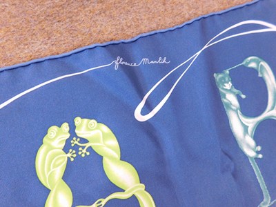 Lot 117 - An Hermes 'Faune Lettre' silk scarf designed...