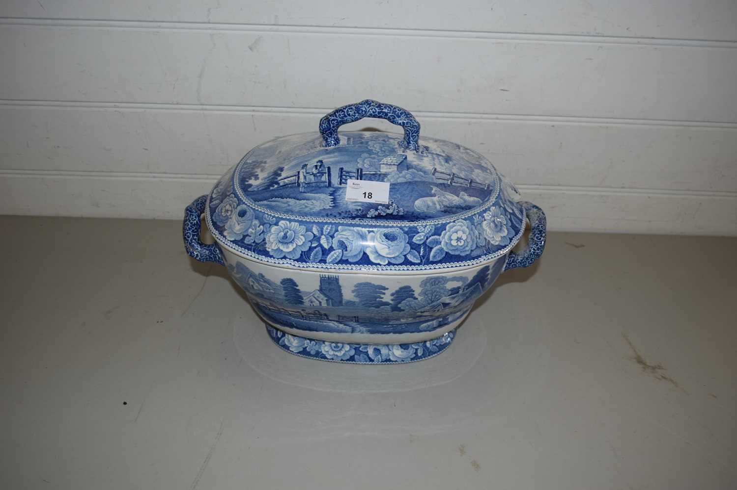 Lot 18 - VICTORIAN BLUE AND WHITE IRONSTONE SOUP TUREEN...