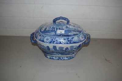 Lot 18 - VICTORIAN BLUE AND WHITE IRONSTONE SOUP TUREEN...