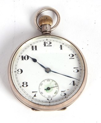 Lot 230 - A gents white metal pocket watch, it has a...