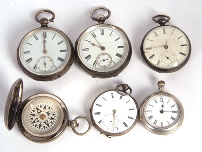 Lot 235 - Mixed Lot: Five pocket watches and a compass,...