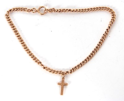 Lot 243 - A 9ct gold watch chain with cross pendant,...