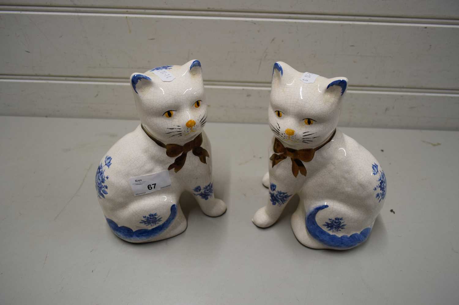 Lot 67 - PAIR OF 20TH CENTURY STAFFORDSHIRE CATS WITH...