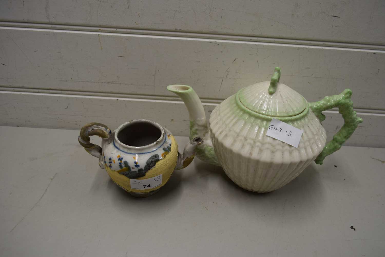 Lot 74 - SMALL 18TH CENTURY CONTINENTAL TEA POT AND A...