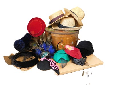 Lot 105 - A wooden hat box and a quantity of assorted...