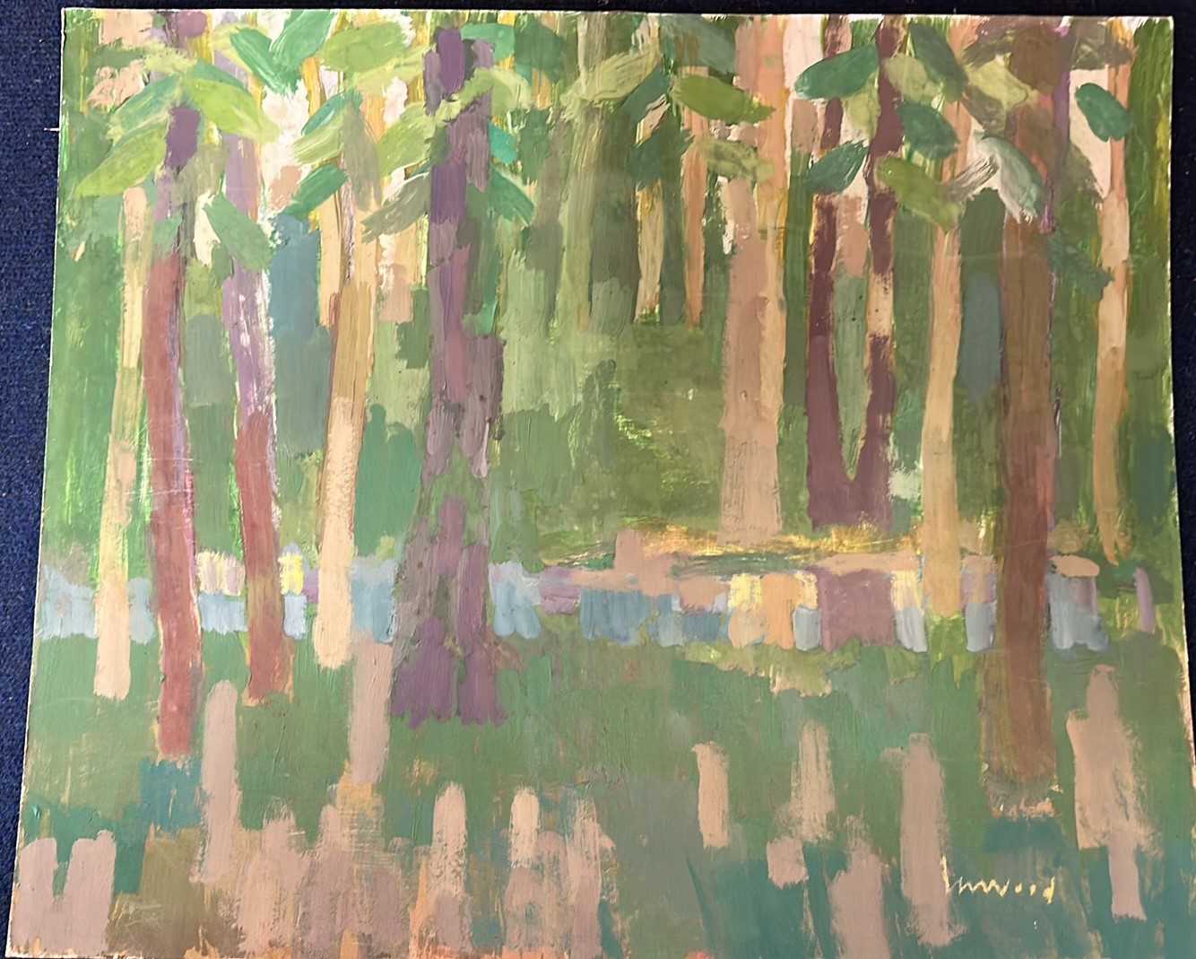 Lot 7 - Derek Inwood (1925-2012). oil on card, Forest...