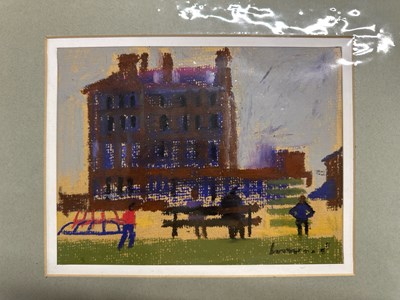 Lot 206 - Derek Inwood (1925-2012), Pastel, figures in a...