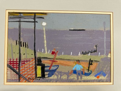 Lot 257 - Derek Inwood (1925-2012), Pastel, beach scene...