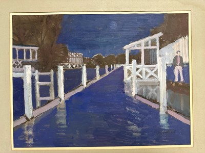 Lot 260 - Derek Inwood (1925-2012), Pastel, riverside...