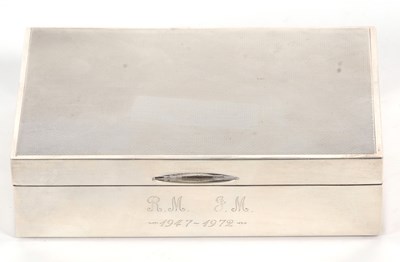 Lot 13 - An Elizabeth II silver cigarette box of...