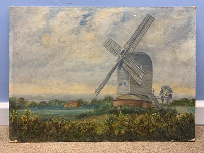 Lot 152 - W.Plumstead, Post Mill (on the broads), oil on...