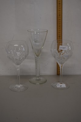 Lot 47 - Two large Stuart crystal wine glasses plus one...
