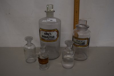 Lot 60 - A group of four various clear glass chemists...