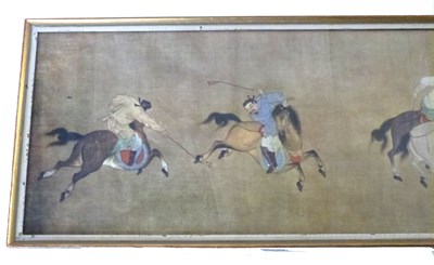 Lot 287 - A framed print of Li Ling polo players,...