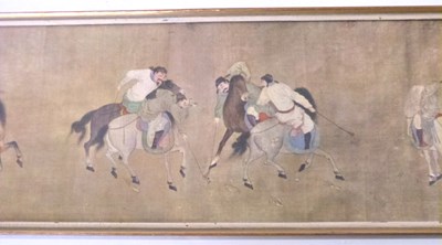 Lot 287 - A framed print of Li Ling polo players,...