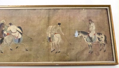 Lot 287 - A framed print of Li Ling polo players,...