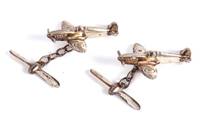 Lot 114 - A pair of silver Spitfire aeroplane cufflinks,...