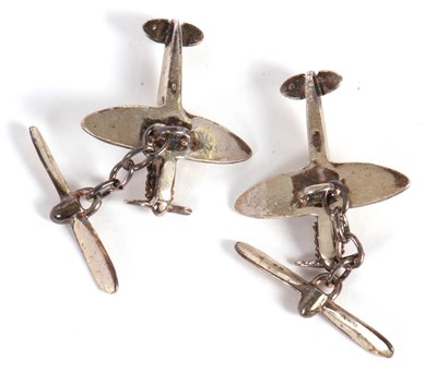 Lot 114 - A pair of silver Spitfire aeroplane cufflinks,...