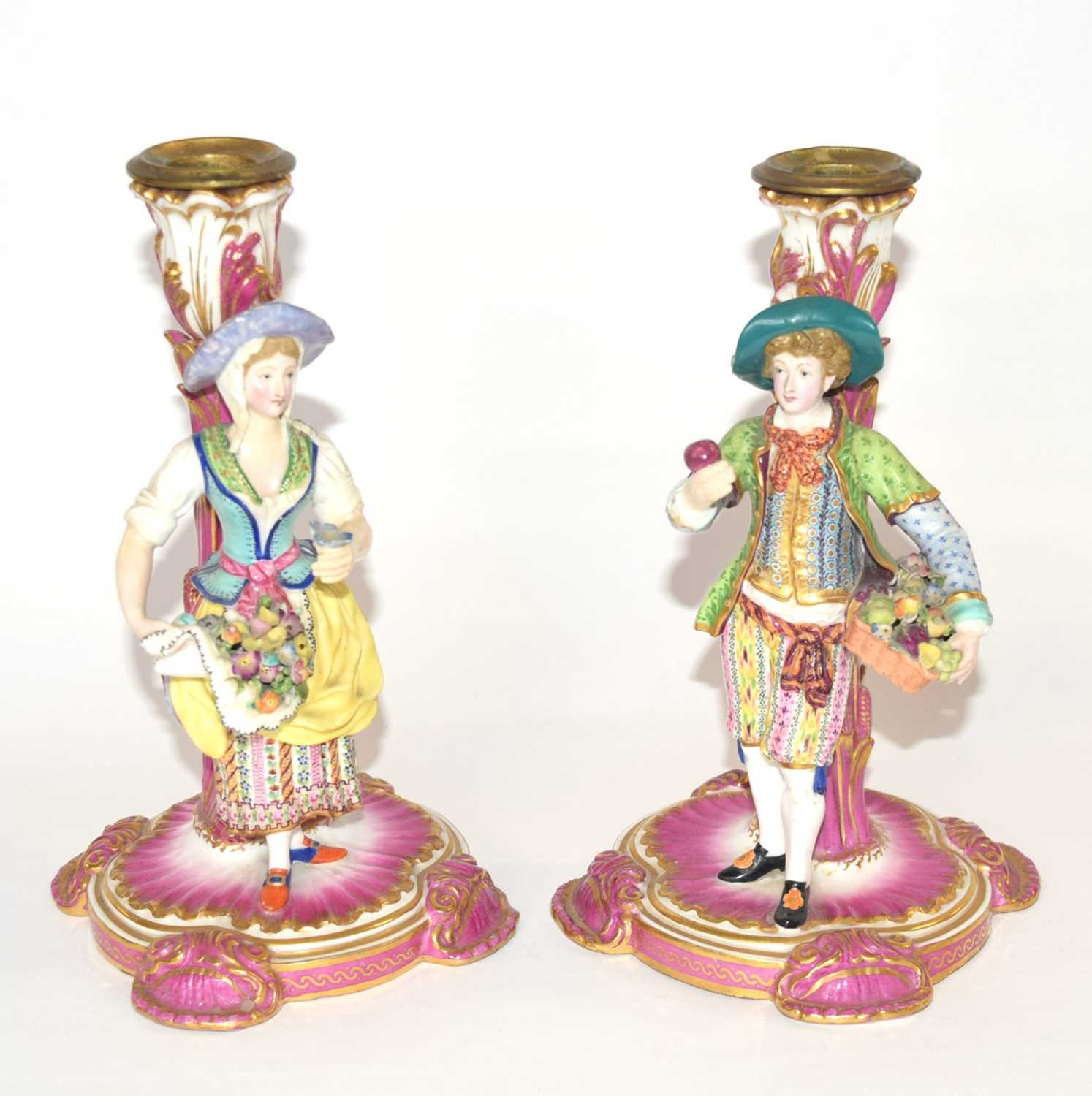 Lot 311 - Pair of continental porcelain Minton style...