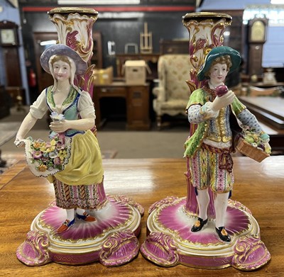 Lot 311 - Pair of continental porcelain Minton style...