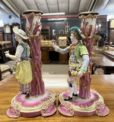 Lot 311 - Pair of continental porcelain Minton style...