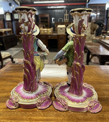 Lot 311 - Pair of continental porcelain Minton style...