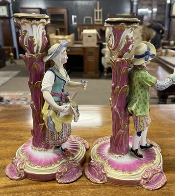 Lot 311 - Pair of continental porcelain Minton style...