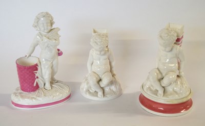 Lot 312 - A group of three 19th Century white glazed...