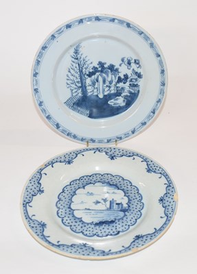 Lot 325 - Two 18th Century English Delft plates,...