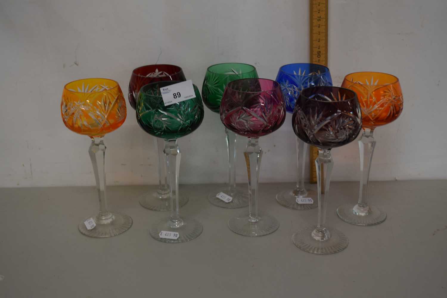 Lot 89 - A set of eight Bohemian hock glasses with...