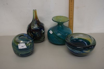 Lot 76 - A group of three Mdina glass vases and a...