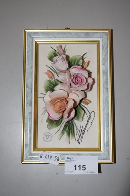 Lot 115 - A Capodimonte wall plaque decorated with roses,...