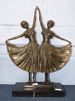 Lot 347 - A reproduction bronzed metal Art Deco figure...