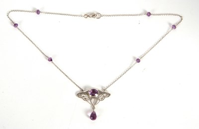 Lot 108 - An Art Nouveau style silver and amethyst...
