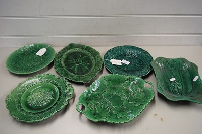 Lot 183 - MIXED LOT VARIOUS VICTORIAN GREEN GLAZED LEAF...