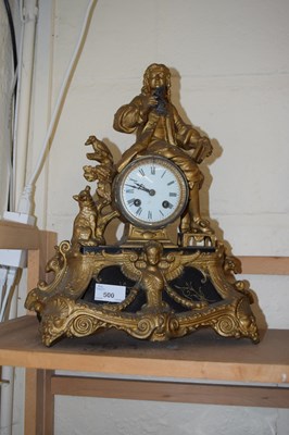 Lot 500 - A gilt metal mantel clock