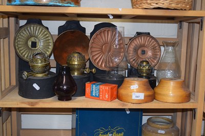 Lot 547 - Quantity of oil lamps, glass flumes etc