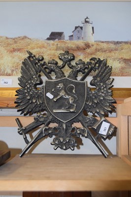 Lot 561 - A metal coat of arms wall mounted plaque