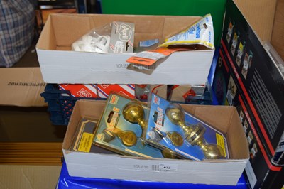 Lot 632 - Mixed Lot: Brass door knobs, electrical...