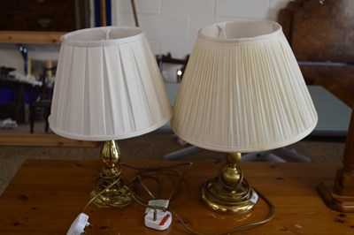 Lot 347 - Two modern brass based table lamps