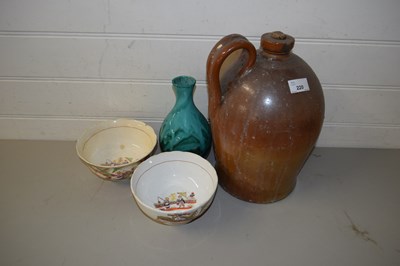 Lot 220 - 19TH CENTURY EARTHENWARE FLAGON TOGETHER WITH...